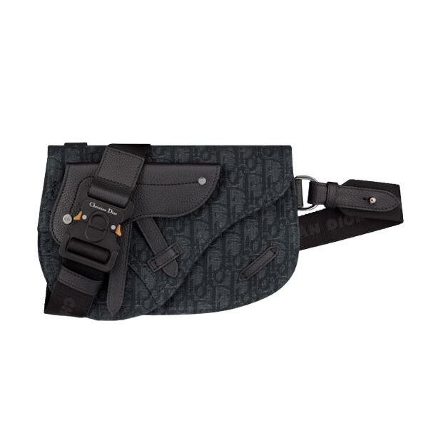 DIOR SADDLE POUCH BLACK OBLIQUE JACQUARD - DIO003