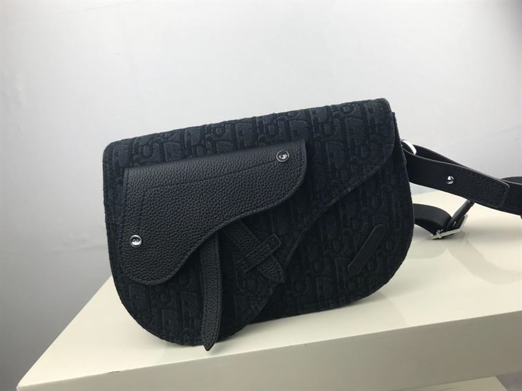 DIOR SADDLE POUCH BLACK OBLIQUE JACQUARD - DIO003