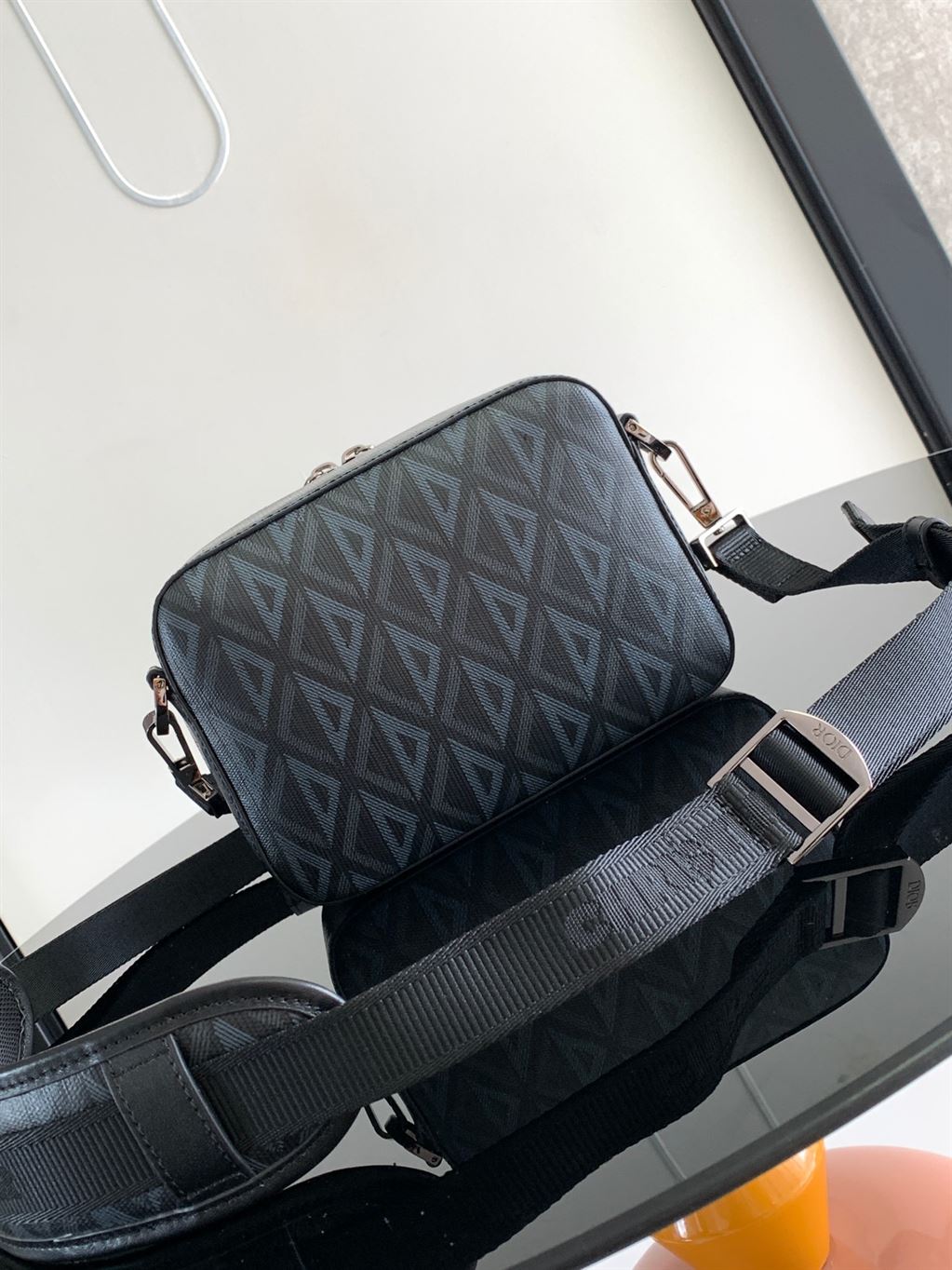 DIOR SAFARI BAG WITH STRAP BLACK CD DIAMOND CANVAS - DIO050