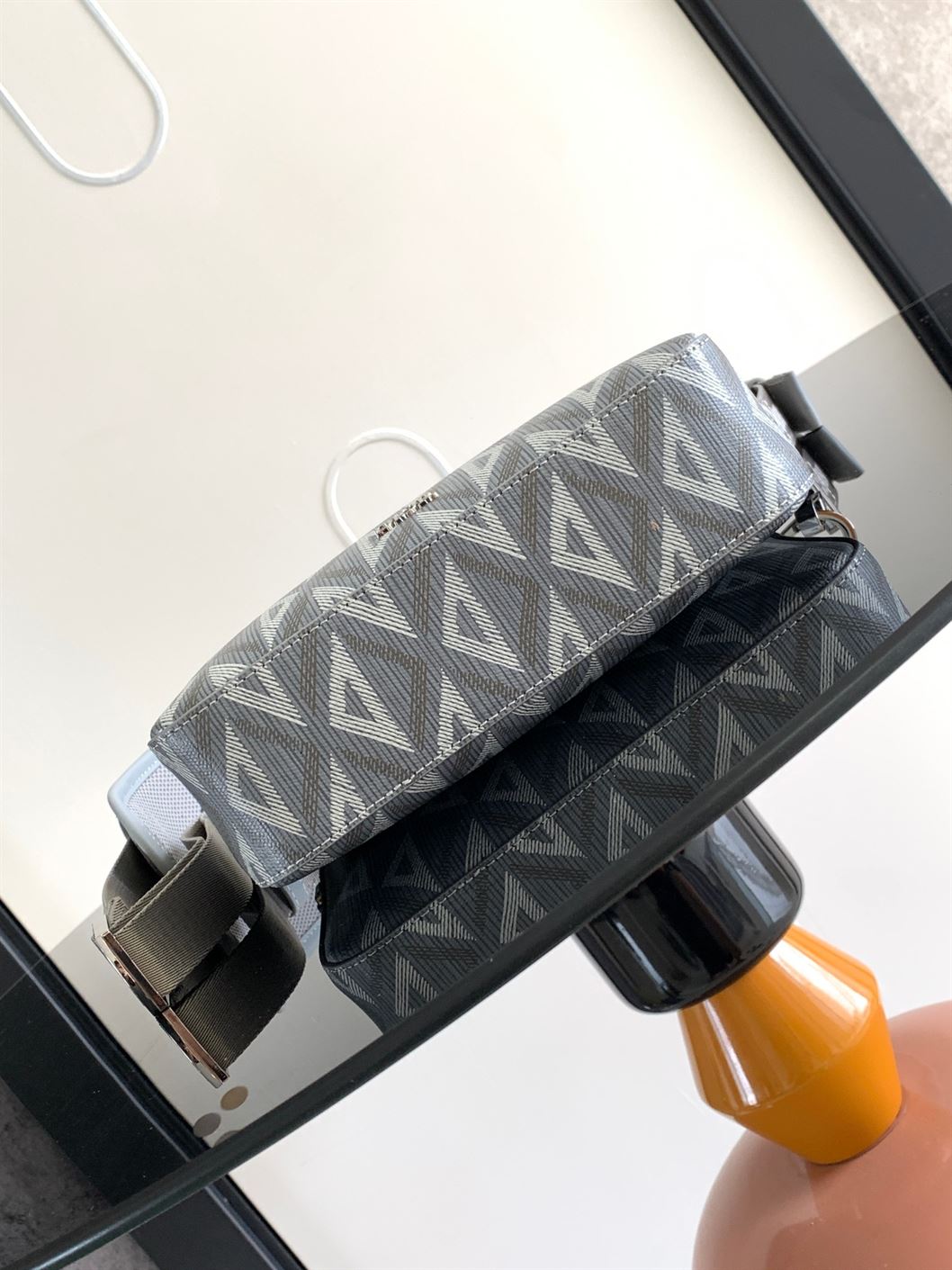 DIOR SAFARI BAG WITH STRAP GRAY CD DIAMOND CANVAS - DIO051