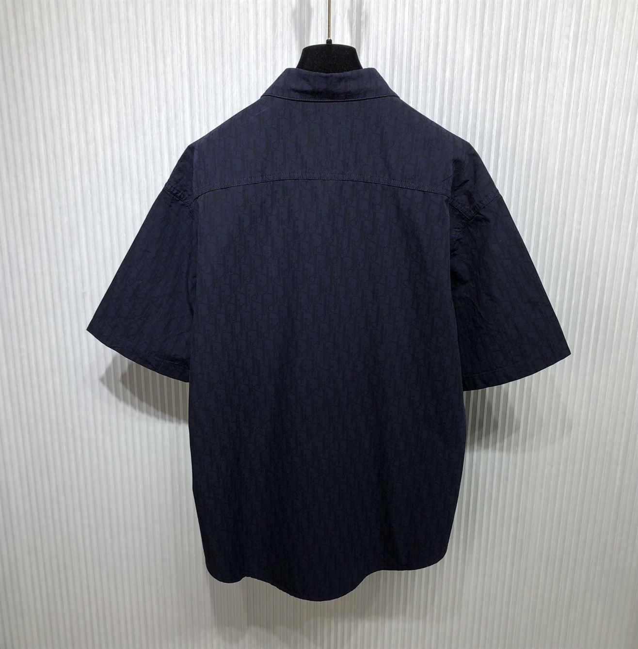 DIOR SHORT-SLEEVED OVERSHIRT NAVY BLUE AND BLACK DIOR OBLIQUE KASURI COTTON DENIM - DOT014
