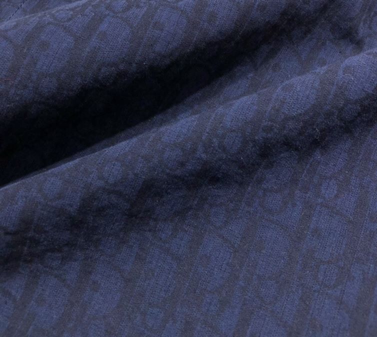 DIOR SHORT-SLEEVED OVERSHIRT NAVY BLUE AND BLACK DIOR OBLIQUE KASURI COTTON DENIM - DOT014