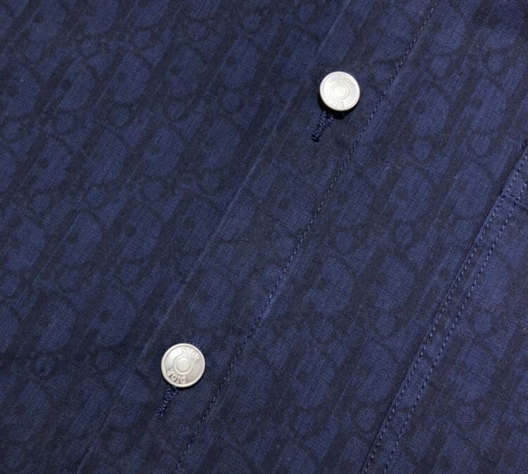 DIOR SHORT-SLEEVED OVERSHIRT NAVY BLUE AND BLACK DIOR OBLIQUE KASURI COTTON DENIM - DOT014