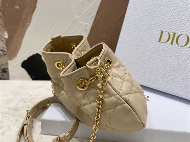 DIOR SMALL DIOR AMMI BAG BEIGE SUPPLE MACROCANNAGE LAMBSKIN