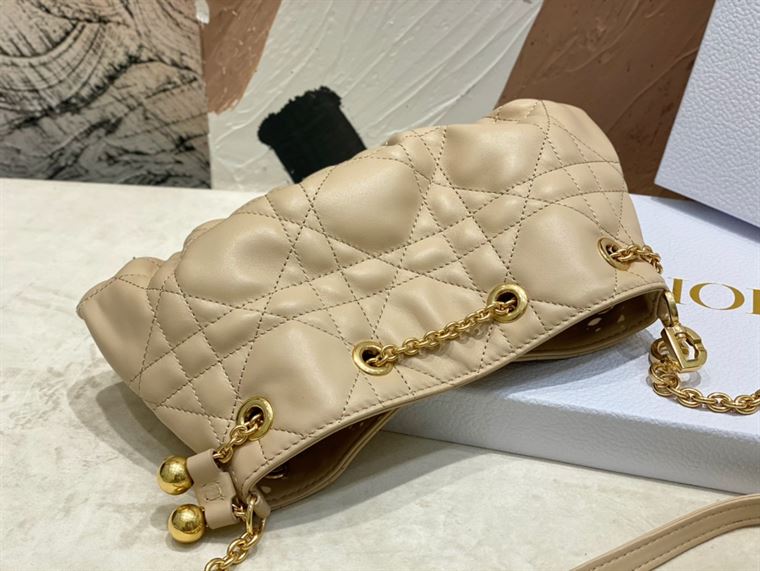 DIOR SMALL DIOR AMMI BAG BEIGE SUPPLE MACROCANNAGE LAMBSKIN