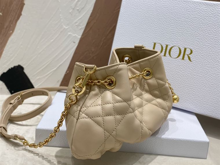 DIOR SMALL DIOR AMMI BAG BEIGE SUPPLE MACROCANNAGE LAMBSKIN
