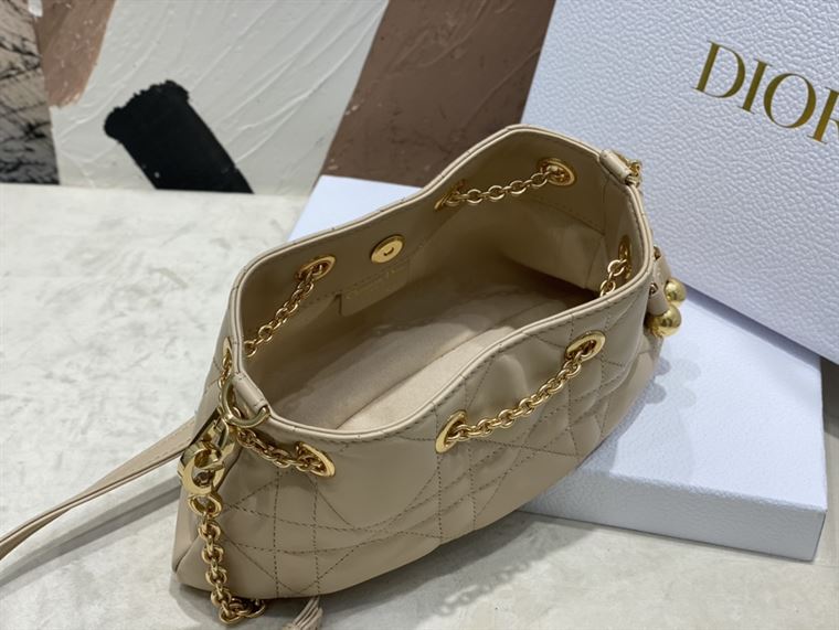 DIOR SMALL DIOR AMMI BAG BEIGE SUPPLE MACROCANNAGE LAMBSKIN