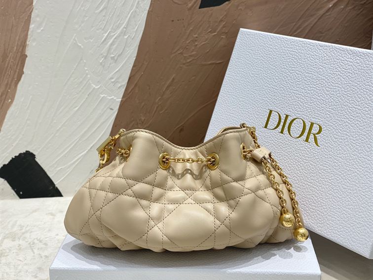DIOR SMALL DIOR AMMI BAG BEIGE SUPPLE MACROCANNAGE LAMBSKIN