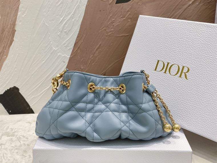 DIOR SMALL DIOR AMMI BAG BLUE SUPPLE MACROCANNAGE LAMBSKIN
