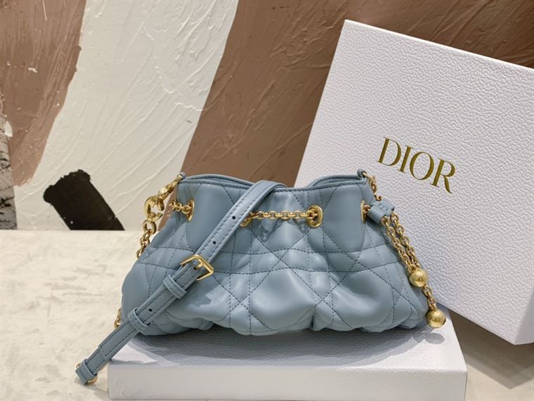 DIOR SMALL DIOR AMMI BAG BLUE SUPPLE MACROCANNAGE LAMBSKIN