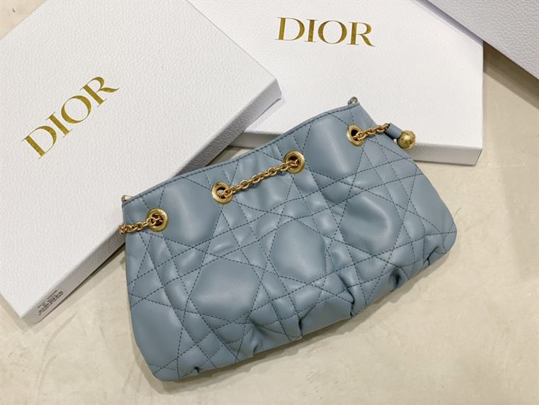 DIOR SMALL DIOR AMMI BAG BLUE SUPPLE MACROCANNAGE LAMBSKIN