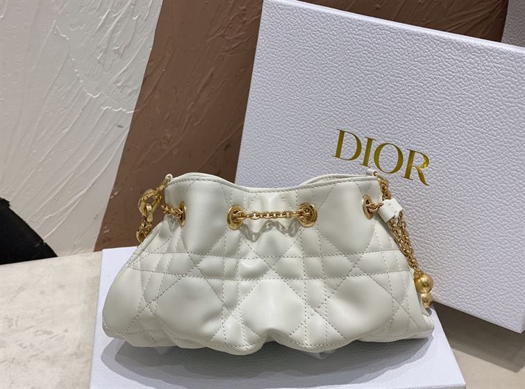 DIOR SMALL DIOR AMMI BAG WHITE SUPPLE MACROCANNAGE LAMBSKIN