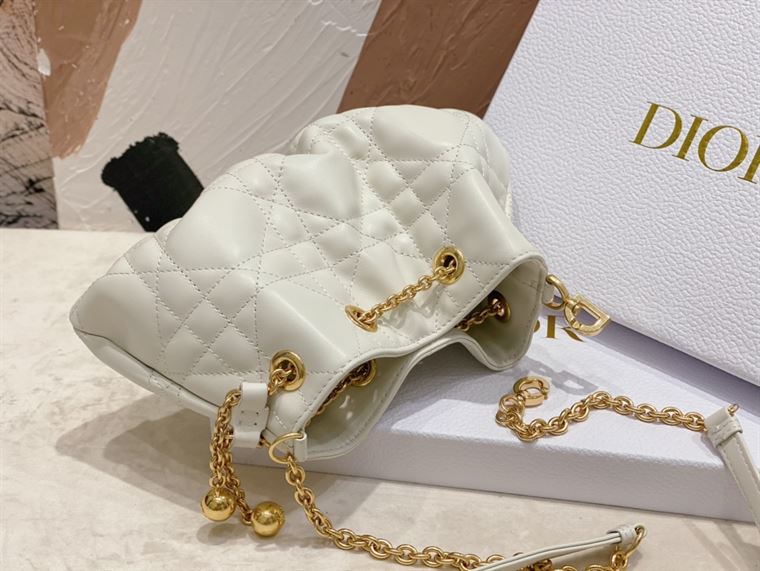 DIOR SMALL DIOR AMMI BAG WHITE SUPPLE MACROCANNAGE LAMBSKIN