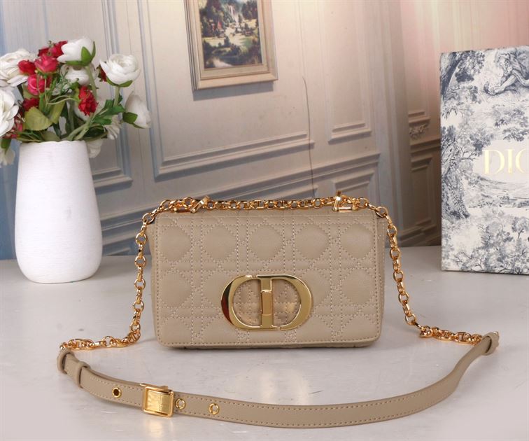 DIOR SMALL DIOR CARO BAG BEIGE SUPPLE CANNAGE