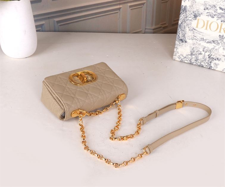 DIOR SMALL DIOR CARO BAG BEIGE SUPPLE CANNAGE