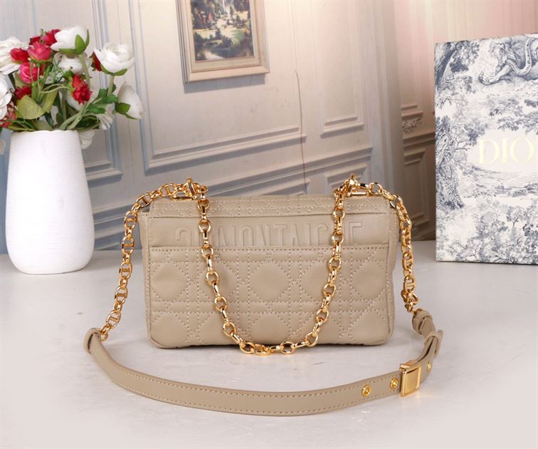 DIOR SMALL DIOR CARO BAG BEIGE SUPPLE CANNAGE