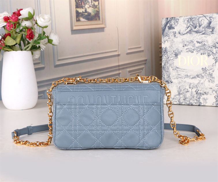 DIOR SMALL DIOR CARO BAG BLUE SUPPLE CANNAGE