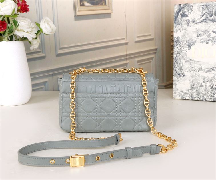 DIOR SMALL DIOR CARO BAG ETHEREAL GRAY SUPPLE