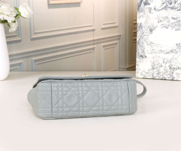 DIOR SMALL DIOR CARO BAG ETHEREAL GRAY SUPPLE