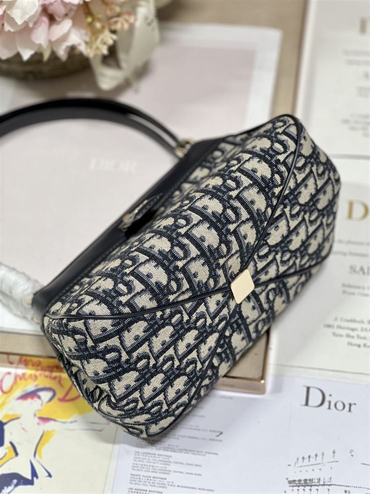 DIOR SMALL DIOR KEY BAG BLUE OBLIQUE JACQUARD