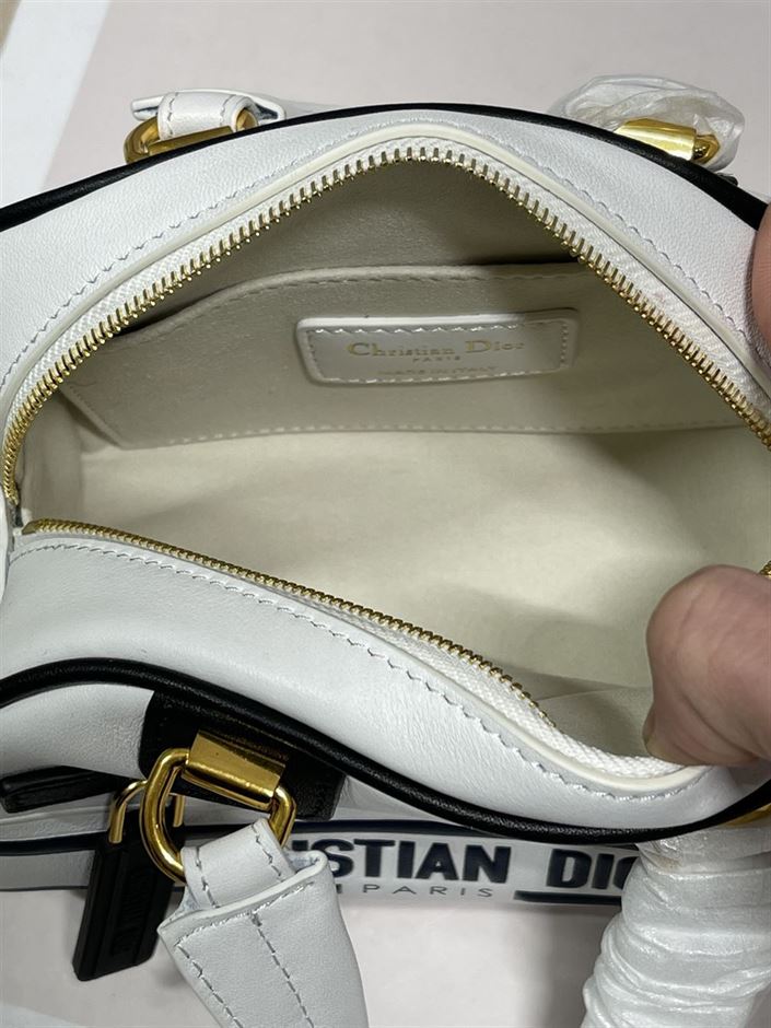 DIOR VIBE ZIP BOWLING MICRO BAG WHITE CALFSKIN