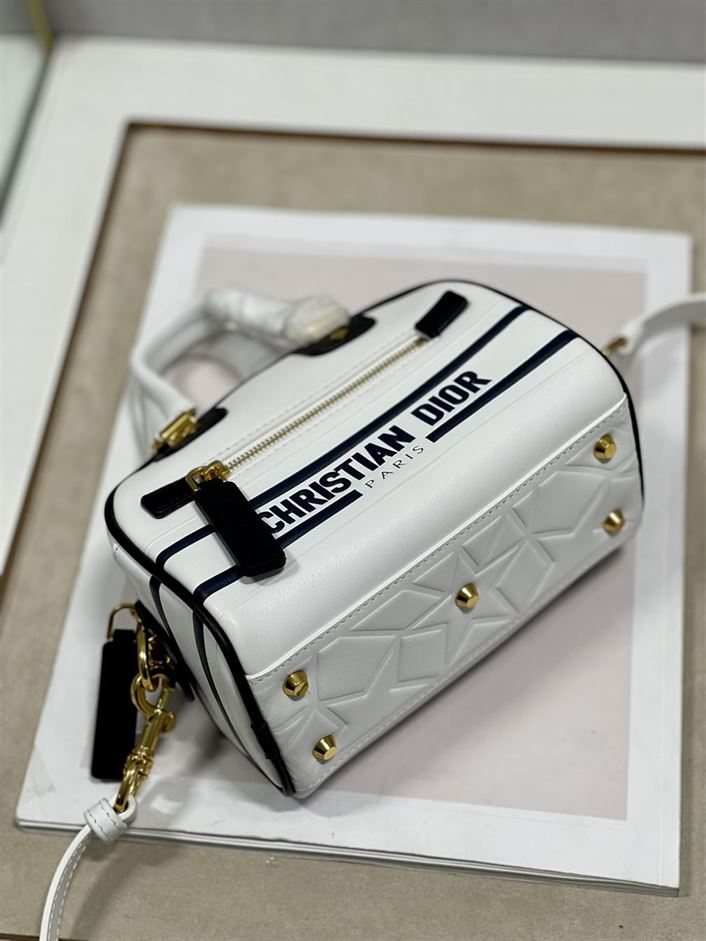 DIOR VIBE ZIP BOWLING MICRO BAG WHITE CALFSKIN