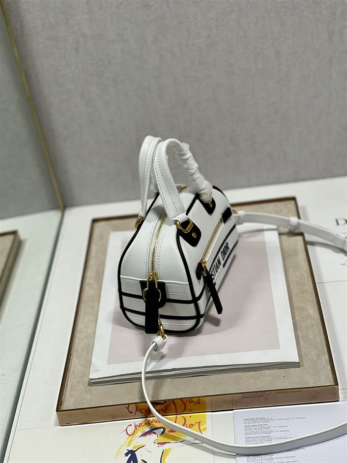 DIOR VIBE ZIP BOWLING MICRO BAG WHITE CALFSKIN