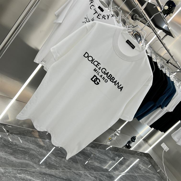 DOLCE & GABBANA COTTON T-SHIRT WITH DG EMBROIDERY - DT002