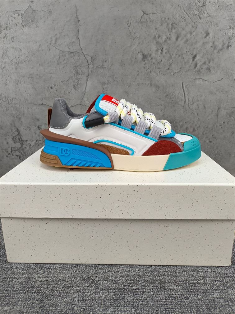 DOLCE & GABBANA MIXED-MATERIAL PORTOFINO SNEAKERS IN MULTICOLOR – DG037