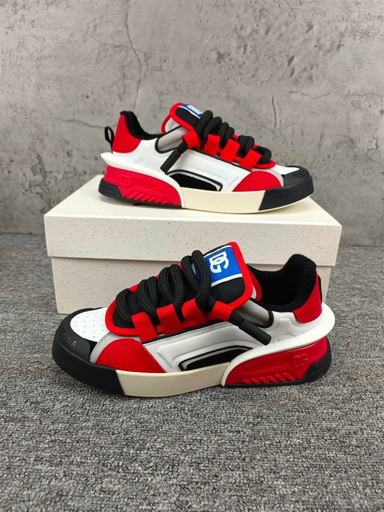 DOLCE & GABBANA MIXED-MATERIAL PORTOFINO SNEAKERS IN MULTICOLOR – DG039