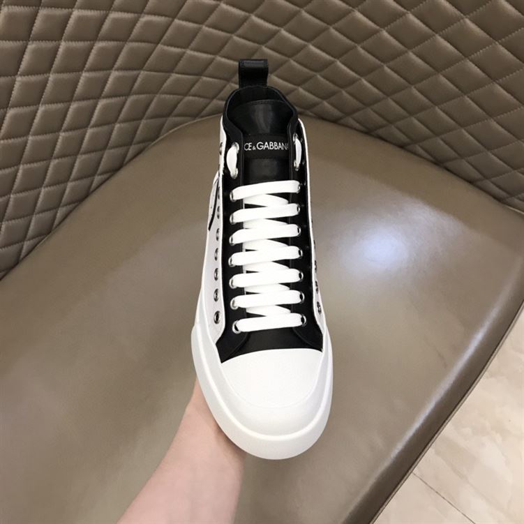 DOLCE & GABBANA QUILTED TWO-TONE NYLON PORTOFINO LIGHT MID-TOP SNEAKERS IN WHITE – DG015