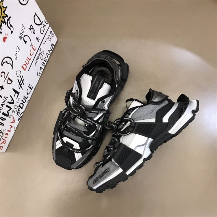 DOLCE & GABBANA SPACE LOW-TOP SNEAKERS IN BLACK AND GREY – DG013