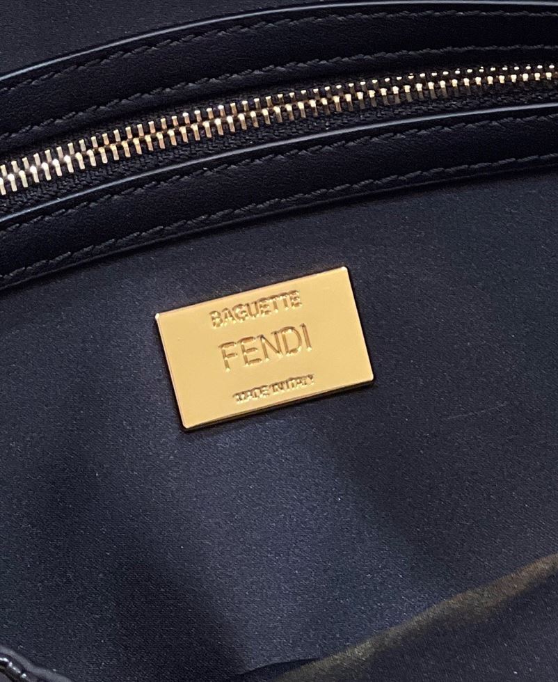 FENDI BAGUETTE BLACK SEQUIN AND LEATHER BAG