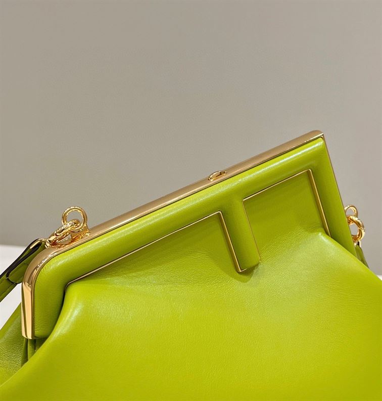 FENDI FIRST SMALL ACID GREEN LEATHER BAG