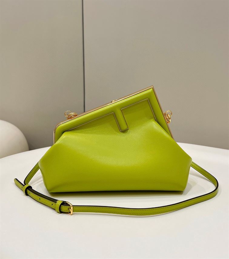 FENDI FIRST SMALL ACID GREEN LEATHER BAG
