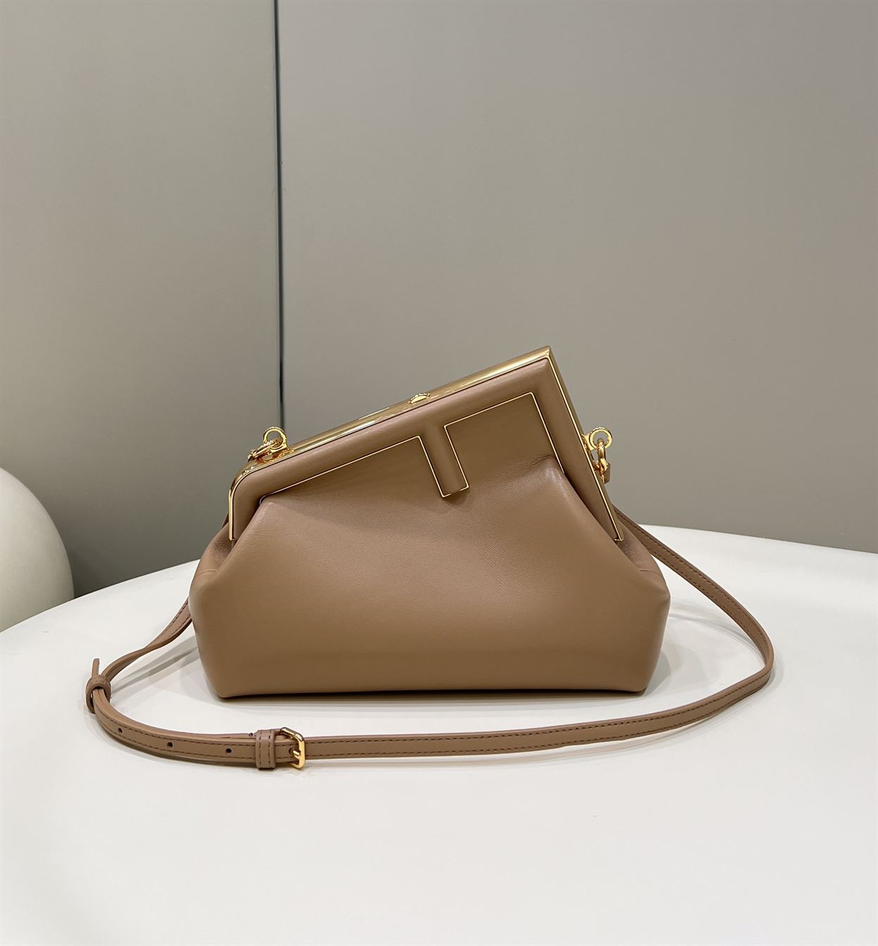 FENDI FIRST SMALL BROWN LEATHER BAG