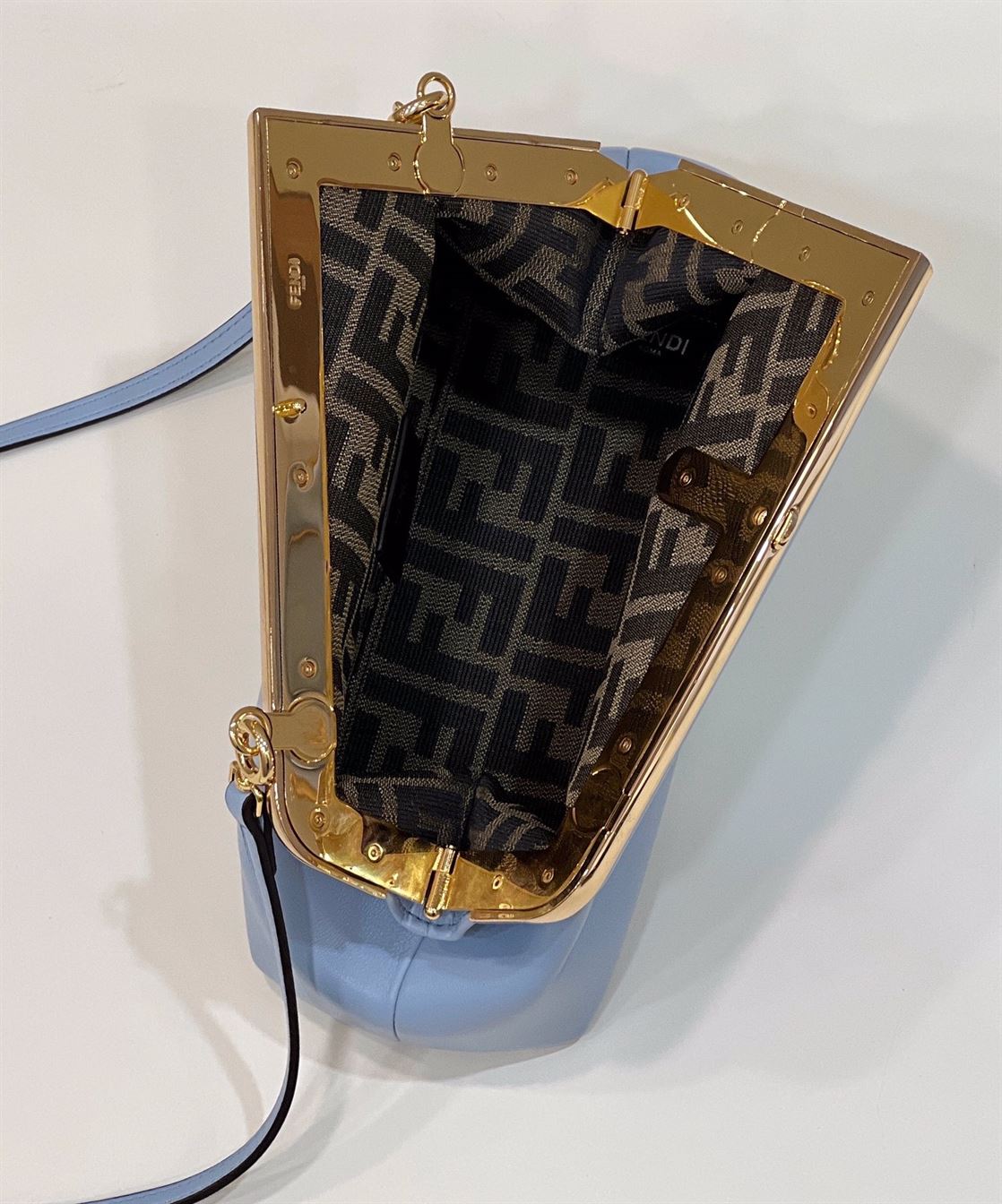 FENDI FIRST SMALL LIGHT BLUE LEATHER BAG