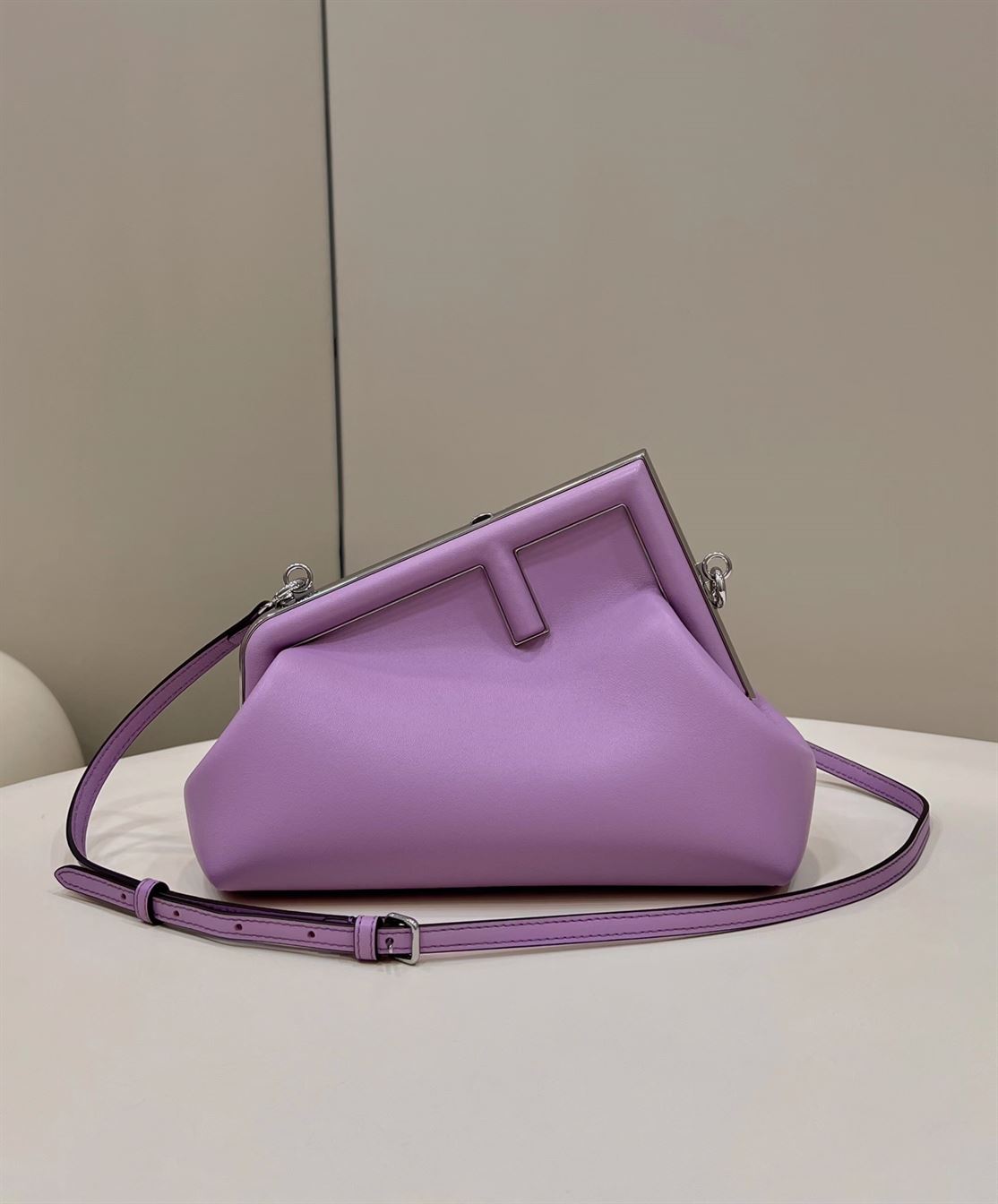 FENDI FIRST SMALL PURPLE LEATHER BAG