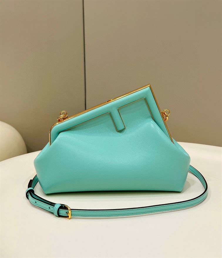 FENDI FIRST SMALL TURQUOISE LEATHER BAG