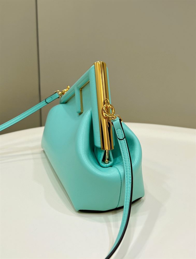 FENDI FIRST SMALL TURQUOISE LEATHER BAG