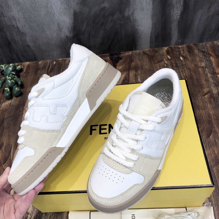 FENDI MATCH LOW-TOP SNEAKERS IN WHITE SUEDE - FDS004