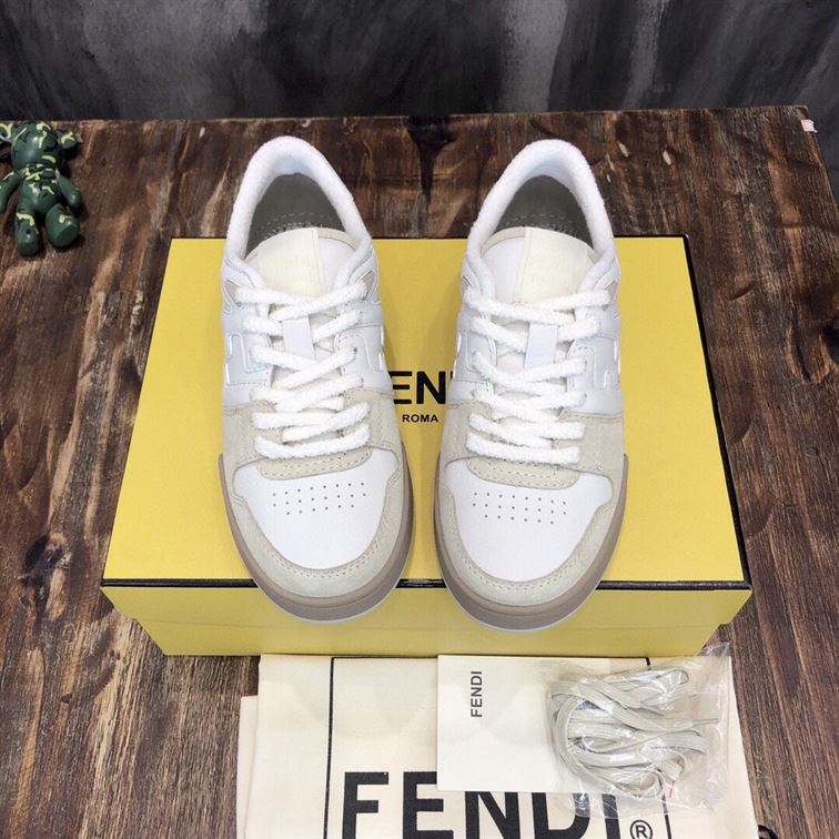 FENDI MATCH LOW-TOP SNEAKERS IN WHITE SUEDE - FDS004