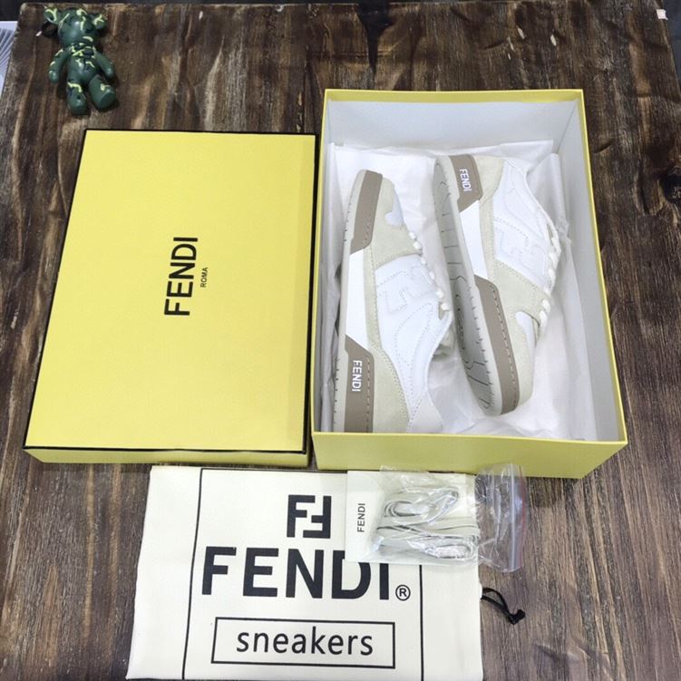 FENDI MATCH LOW-TOP SNEAKERS IN WHITE SUEDE - FDS004