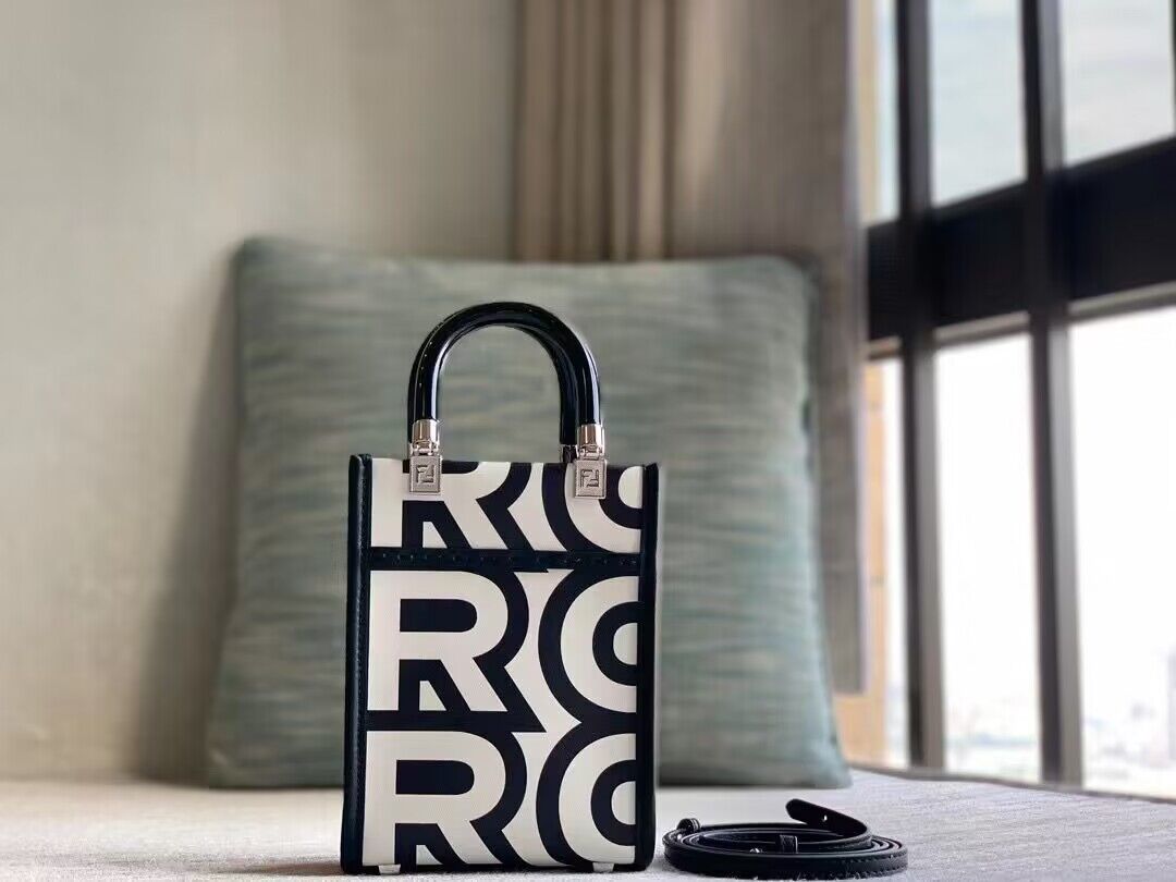 FENDI MINI SUNSHINE SHOPPER TWO TONE LEATHER