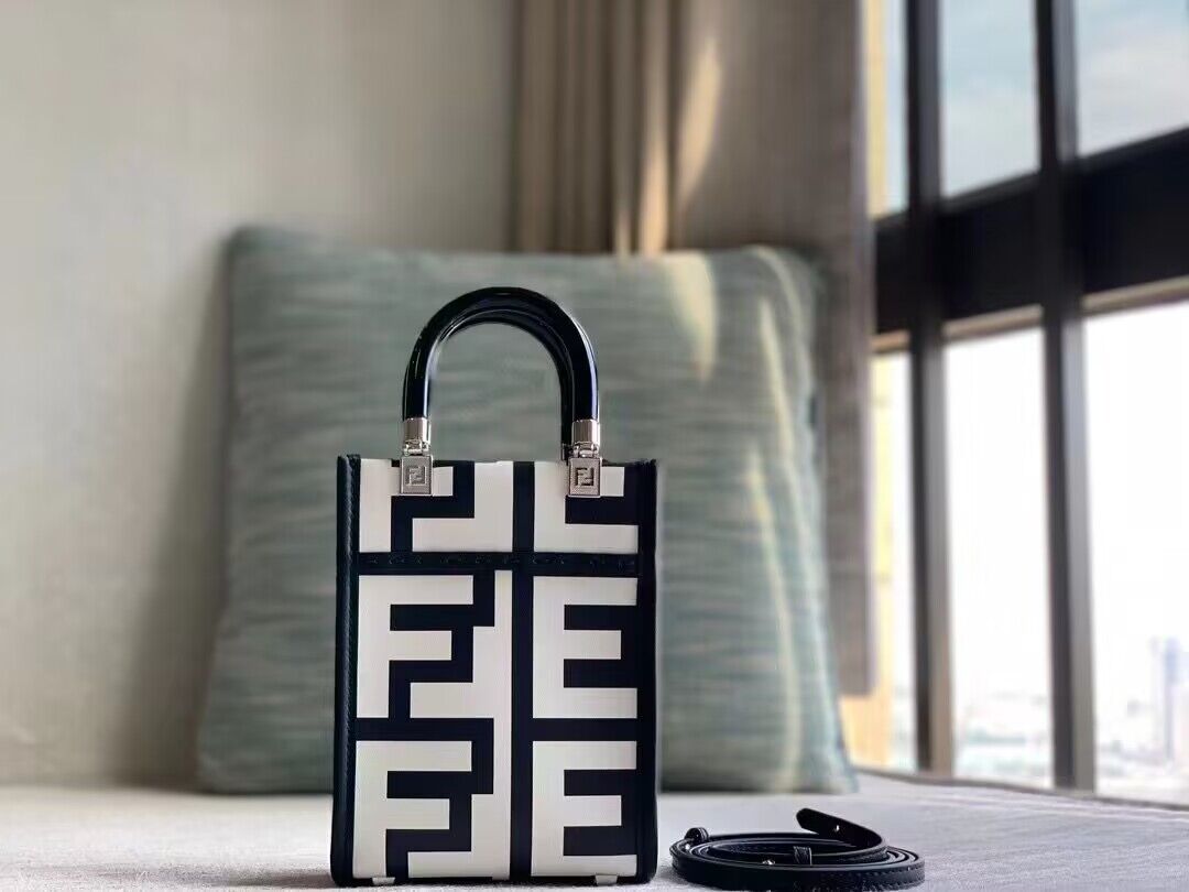 FENDI MINI SUNSHINE SHOPPER TWO TONE LEATHER