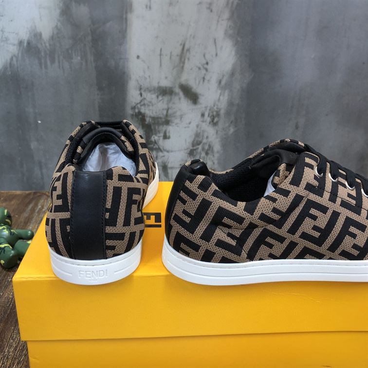 FENDI SNEAKERS BROWN FABRIC LOW-TOPS - FDS007