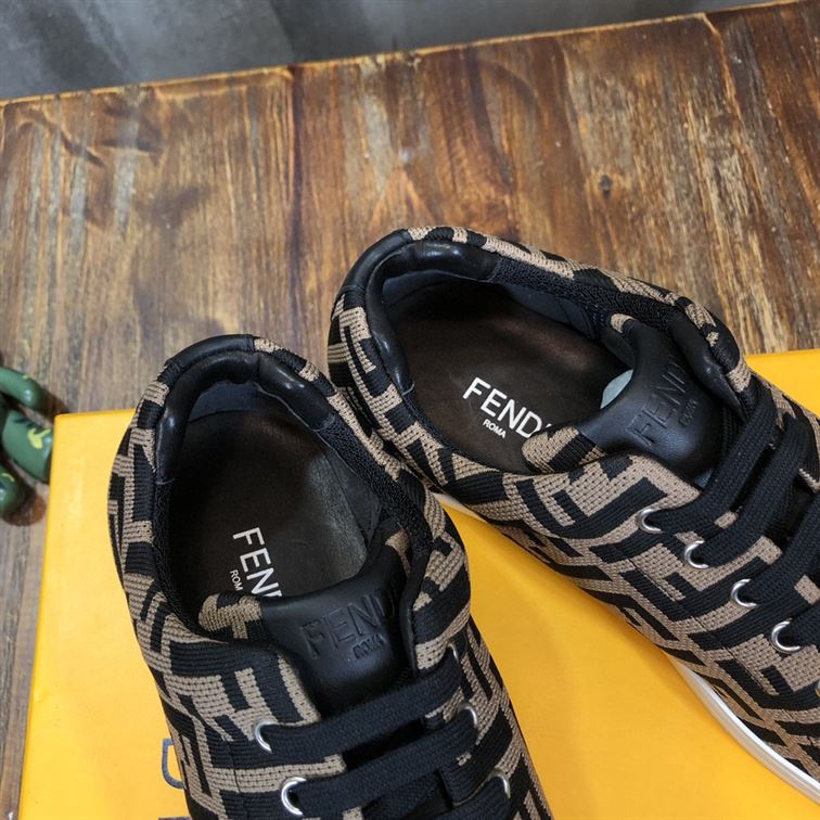 FENDI SNEAKERS BROWN FABRIC LOW-TOPS - FDS007
