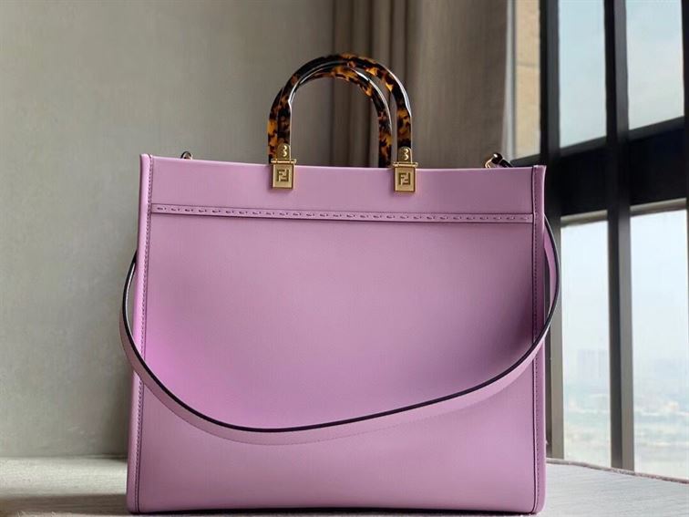 FENDI SUNSHINE MEDIUM LILAC LEATHER SHOPPER