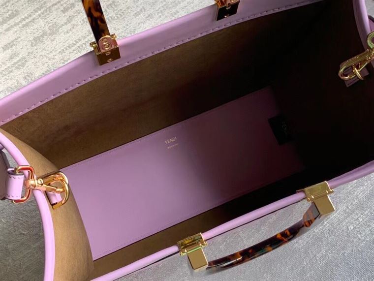 FENDI SUNSHINE MEDIUM LILAC LEATHER SHOPPER