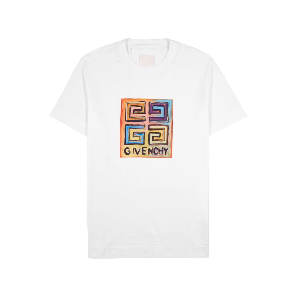 GIVENCHY SLIM FIT T-SHIRT IN JERSEY WITH 4G SUN PRINT IN WHITE - GTS006